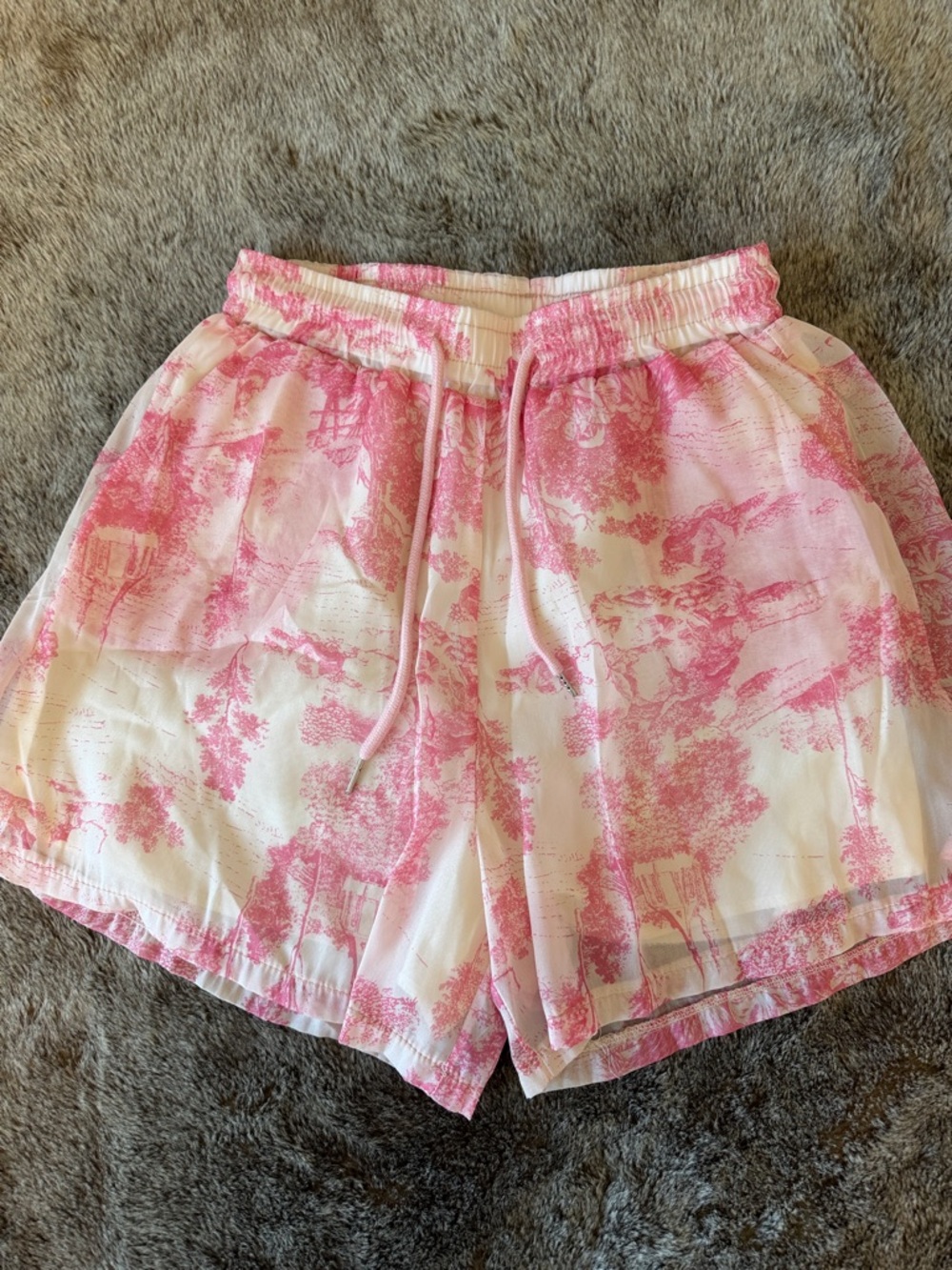 Pink Toile high waist Shorts with Elastic Waist M